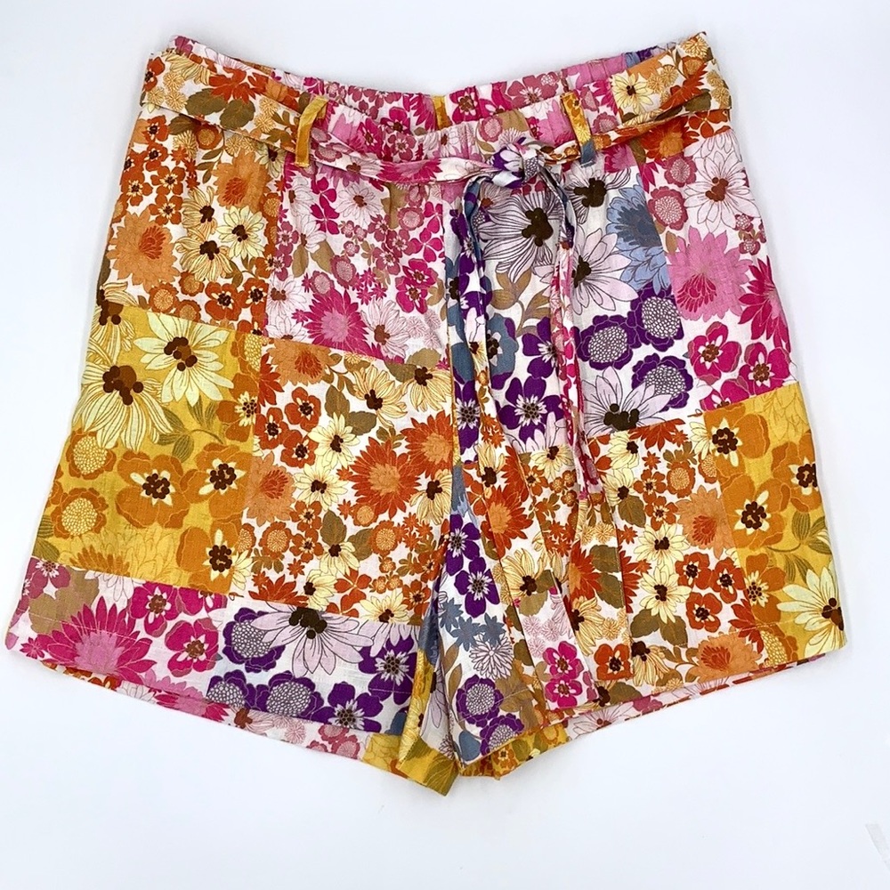 Johnny Was Sherrie Easy Linen Floral Shorts Size Medium